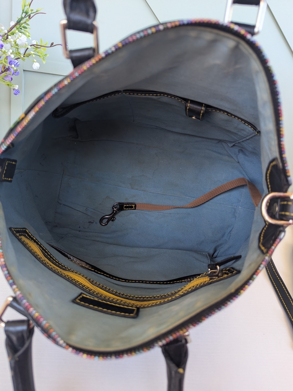 Dooney & Bourke Black Multicolor Logo Satchel - Picture 10 of 14